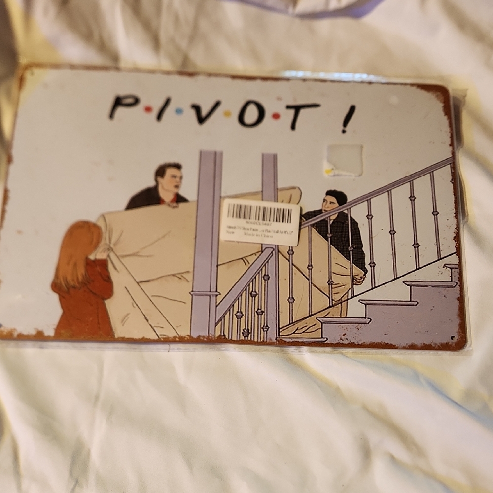 Pivot Metal Sign with Friends Illustration